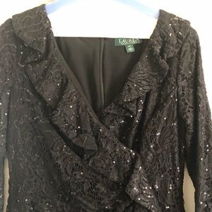 Ralph Lauren Sequin and Lace Dress. Long Sleeve.